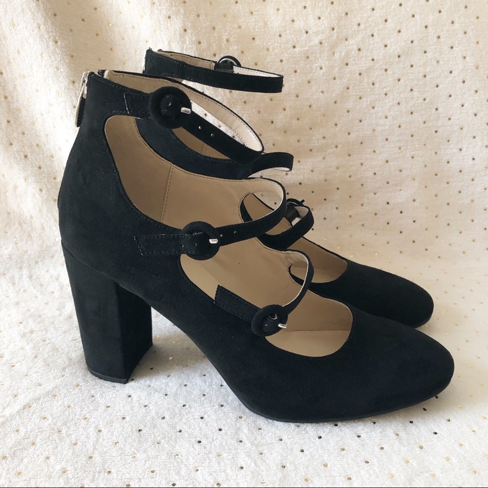 Marc Fisher Black Strappy Block Heels